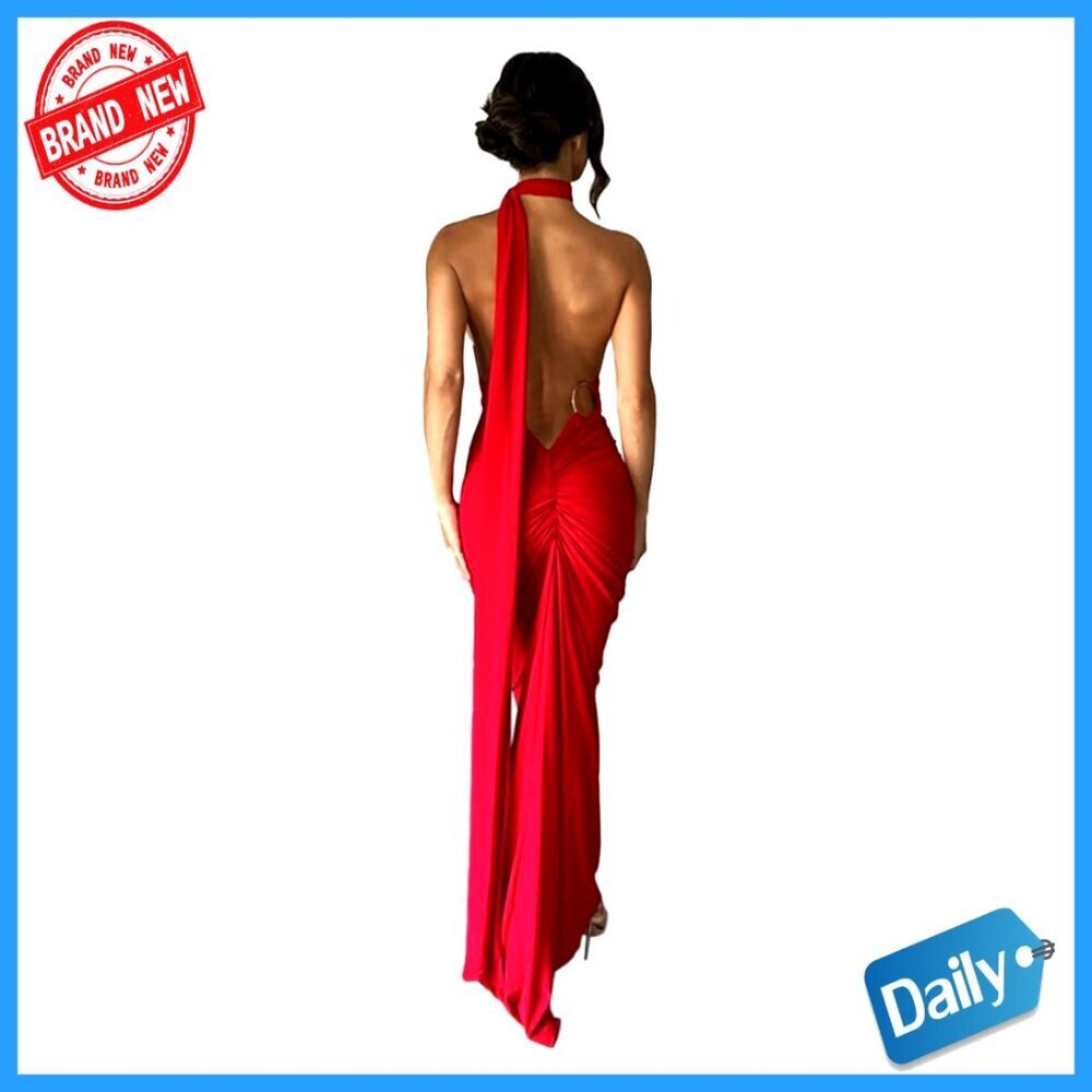 Elegant Backless Bodycon Maxi Dress Sleeveless Open Back Party Cocktail Long